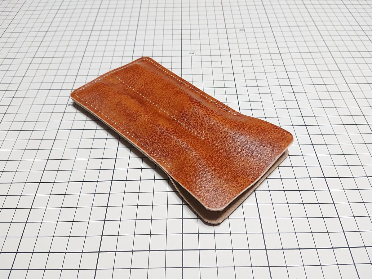 レザー◆本革 ペンケース ホルダー 独立 牛革 2本用 170x90mm 31g 8 茶系 アンティック拍卖