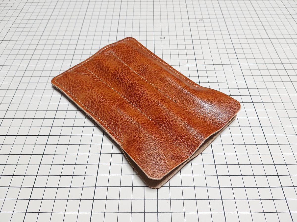 レザー◆本革 ペンケース ホルダー 独立 牛革 3本用 170x120mm 39g K 茶系 アンティック拍卖
