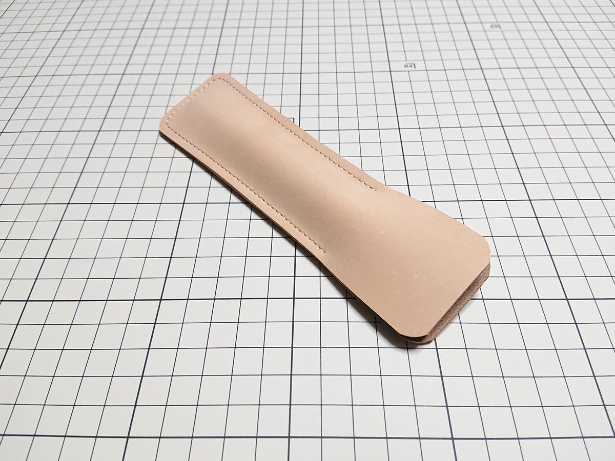 レザー◆本革 ペンケース ホルダー 独立 牛革 1本用 170x45mm 17g C 起毛 生成り ヌメ革拍卖