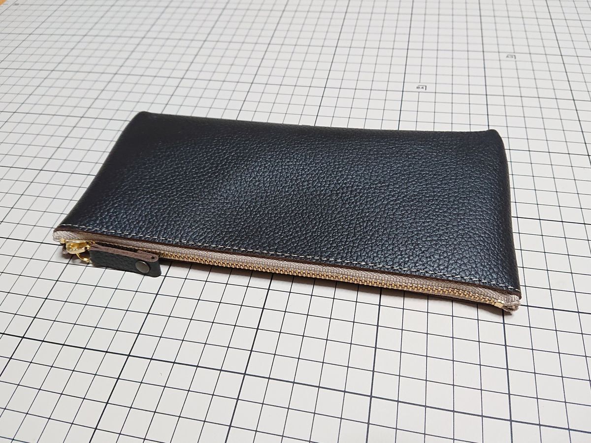 レザー◆本革 ペンケース 牛革 210x100mm 61g L 焦げ茶 シボシュリンク拍卖