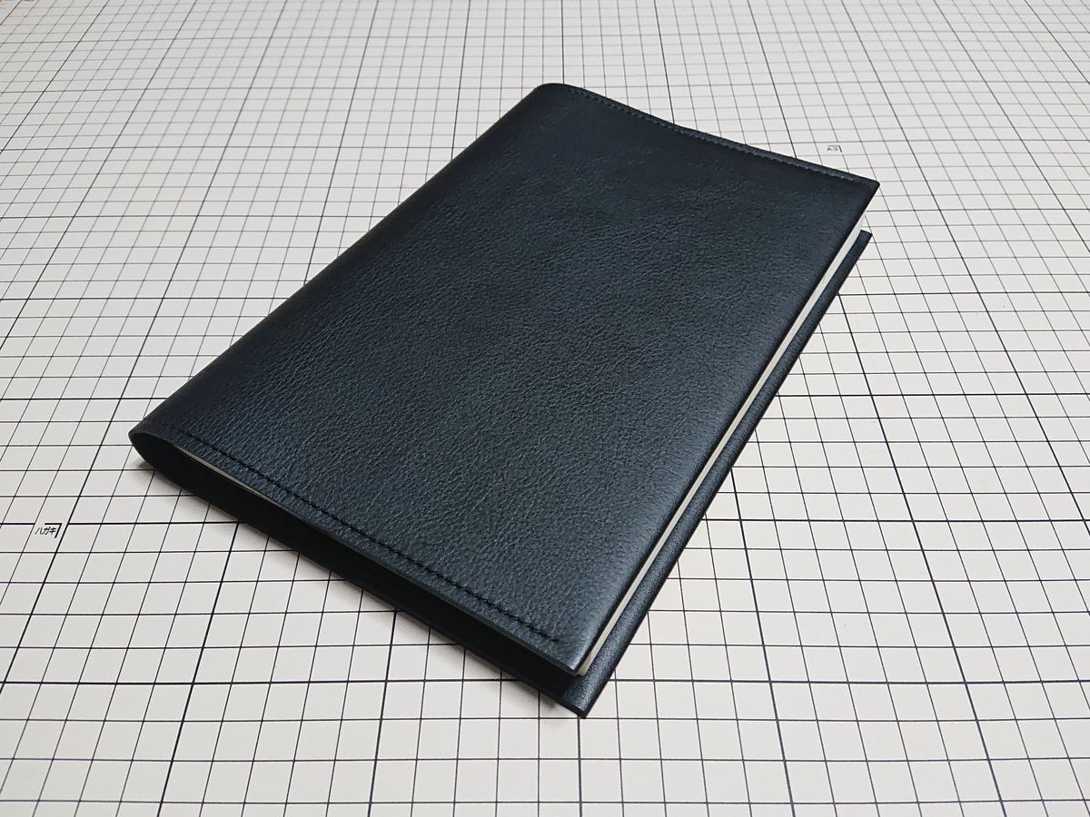 レザー◆本革 ブックカバー 牛革 ( A5 ) 321x212mm 93g E シボ 黒 black拍卖