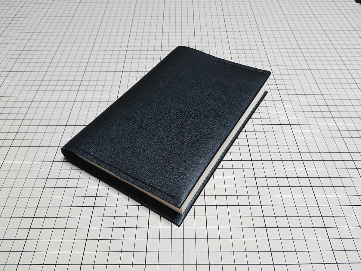 レザー◆本革 ブックカバー 牛革 ( 四六 B6 ) 280x190mm 67g J シボ 黒 black拍卖