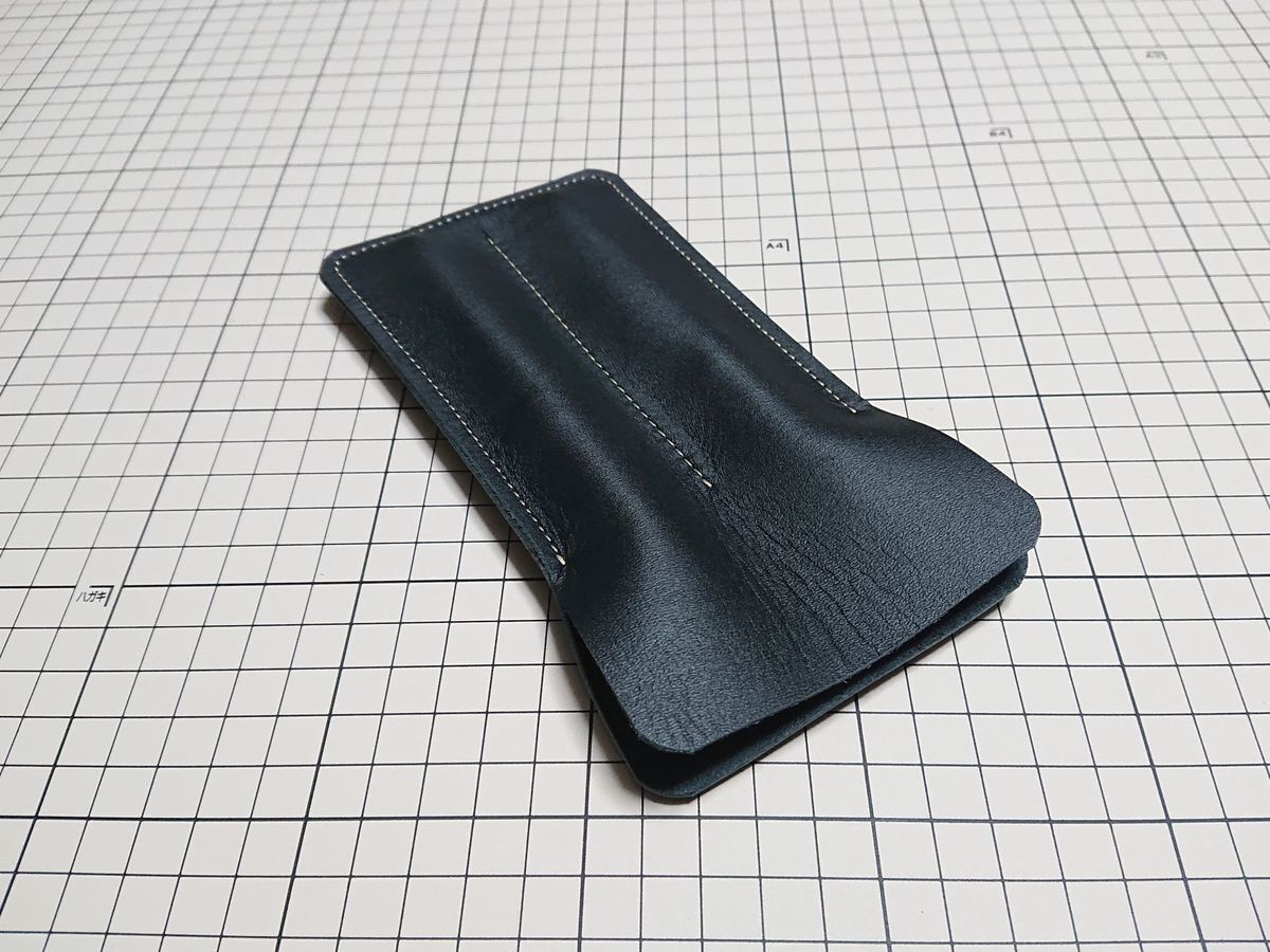 レザー◆本革 ペンケース ホルダー 独立 牛革 2本用 170x90mm 23g C スムース 黒 black拍卖