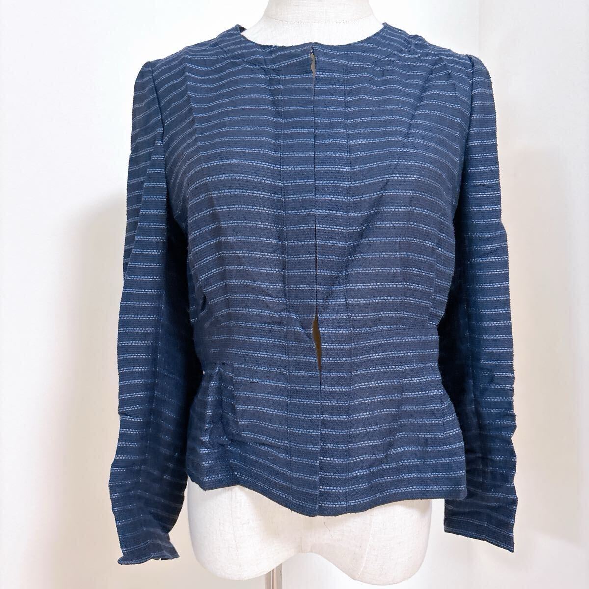 UNITED ARROWS グリーンレーベルリラクシング ボーダー 長袖トップス 38 M ネイビー レーヨン レディース 秋冬 美品拍卖