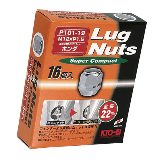 軽自動車用 袋ナット 19HEX M12XP1.5 60°テーパー座 メッキ 1台分16個 / ホンダ ダイハツ トヨタ マツダ KYOEI-P101-19-16P拍卖