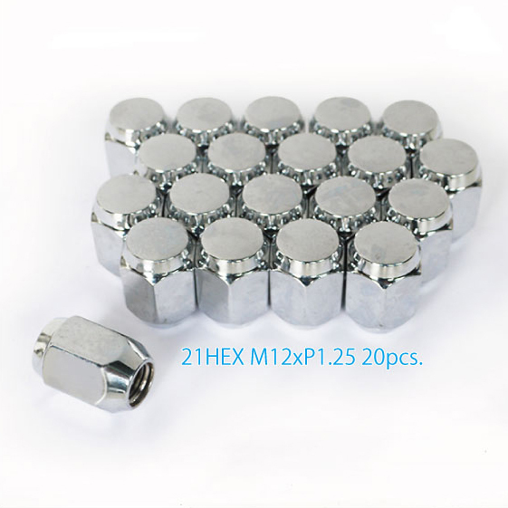 特価 5穴車用 20個 21HEX M12 P1.25 60°テーパー座 メッキ 袋ナット ホイールナット ラグナット 日産車拍卖
