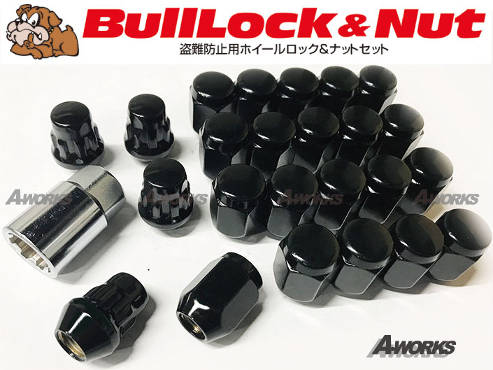 BULLLOCK ロックナットセット 6穴車 1台分★60°テーパー座 21HEX M12xP1.25 ブラック/ニッサン NV350拍卖