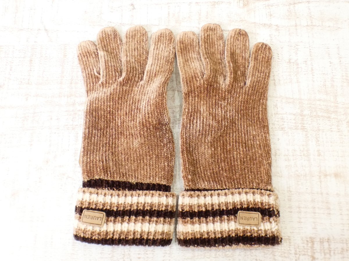 ラルフ ローレン「Lauren」 Ralph Lauren モール手袋 【L's(F)/ブラウン/未使用】e5E拍卖