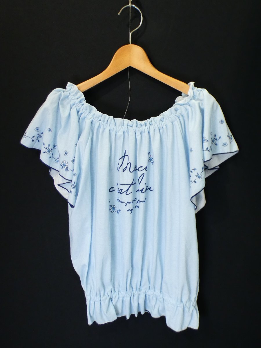 ポンポネット ジュニア pom ponette カットソーチュニック半袖ブラウス【L's(LL165㎝)/サックス/新品】e5E拍卖