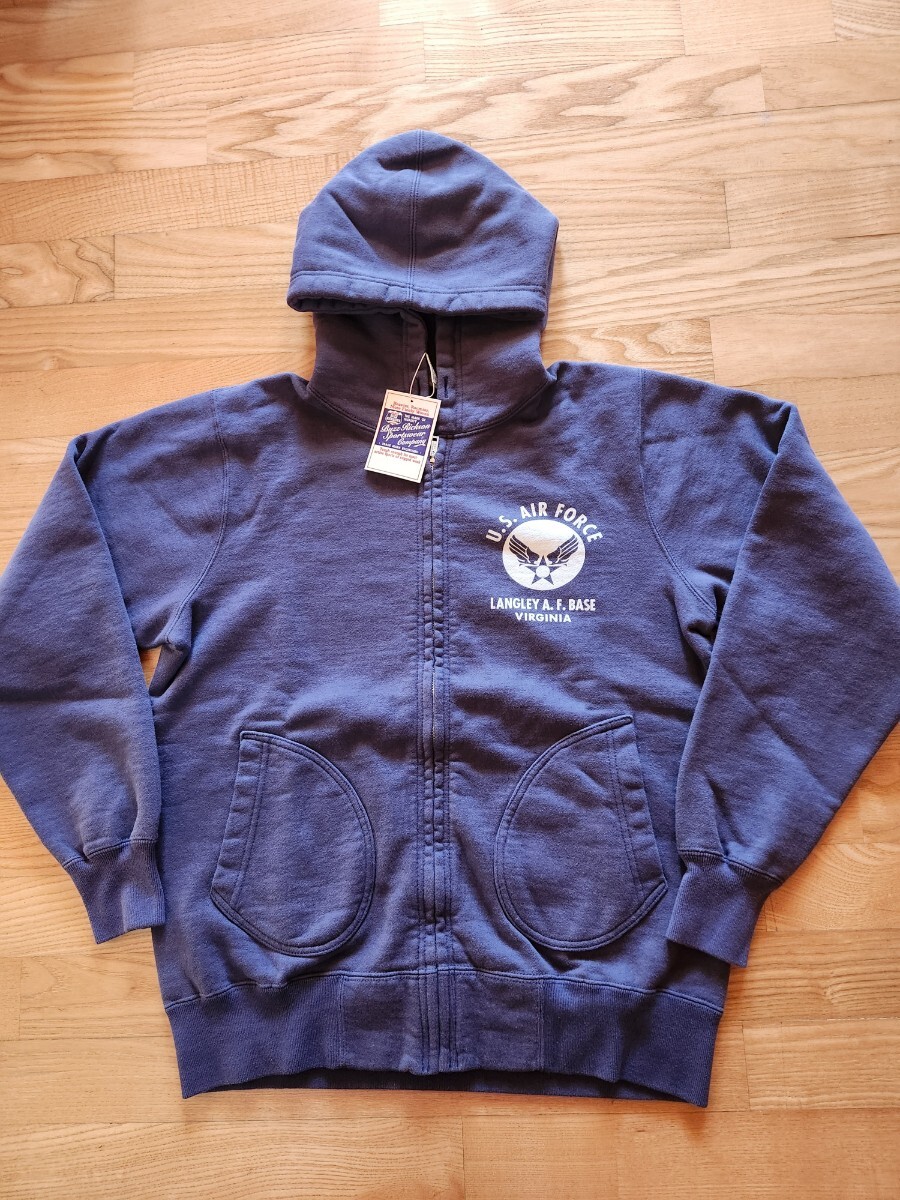 新作 送料込★東洋 BUZZ RICKSON'S バズリクソンズ BR65599 FULL ZIP SWEAT PARKA U.S.AIR FORCE ジップパーカー ミリタリー ネイビー L拍卖