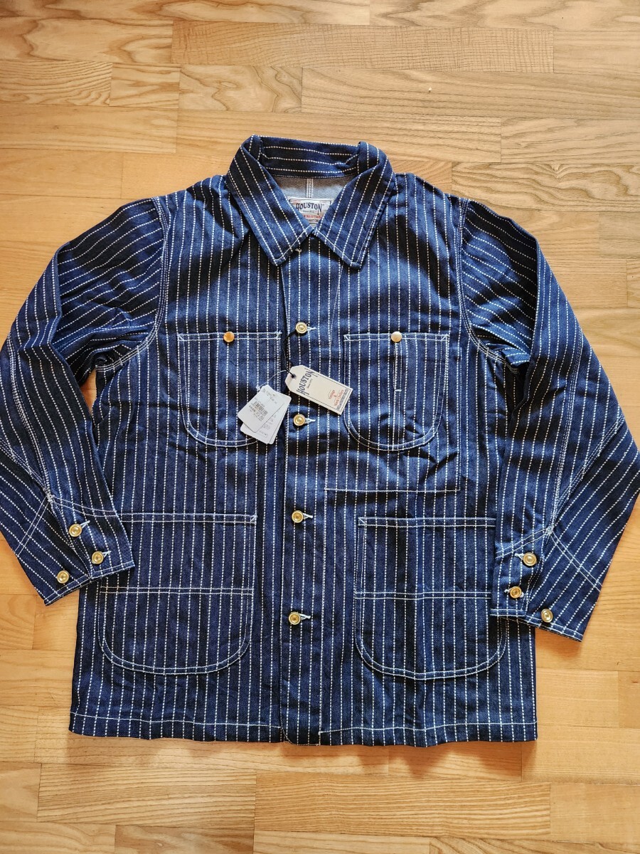 新作 送料込★HOUSTON ヒューストン 51548 WABASH DENIM RAILROAD COVERALL ウォバッシュデニム レールロード カバーオール インディゴ 40拍卖
