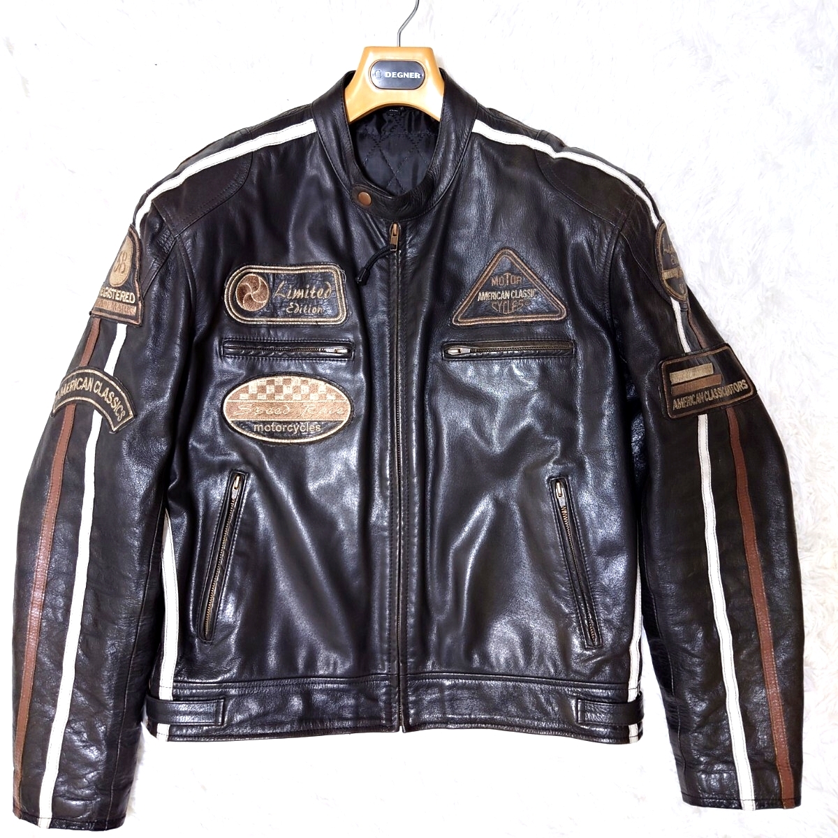 美品【XLサイズ】DEGNER リミテッドエディション ライダースジャケット プロテクター レーシングジャケット レザー バイク デグナー メンズ拍卖