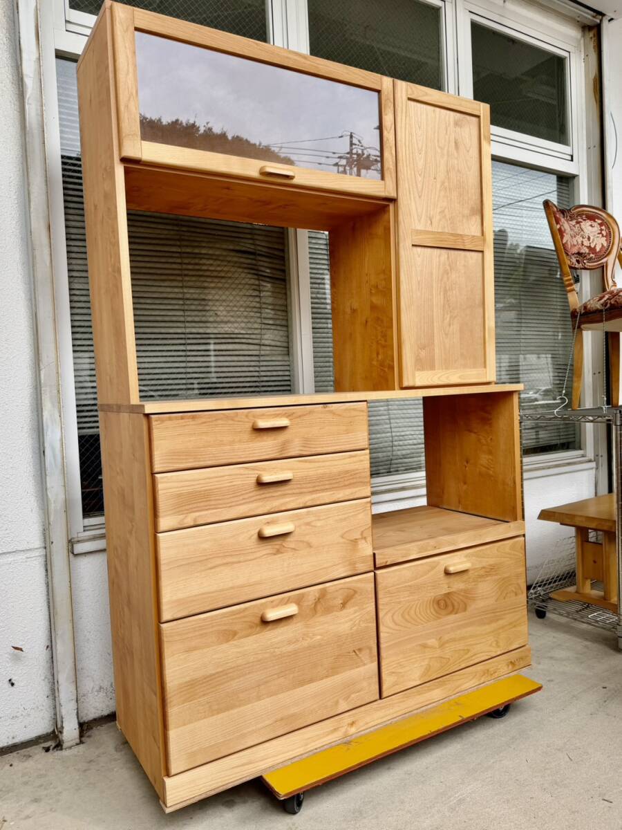 ☆MOMOnaturalモモナチュラル アルダー材 キッチンボード レンジボード 食器棚 VIBO(無印良品 unico アクタス 横浜発拍卖