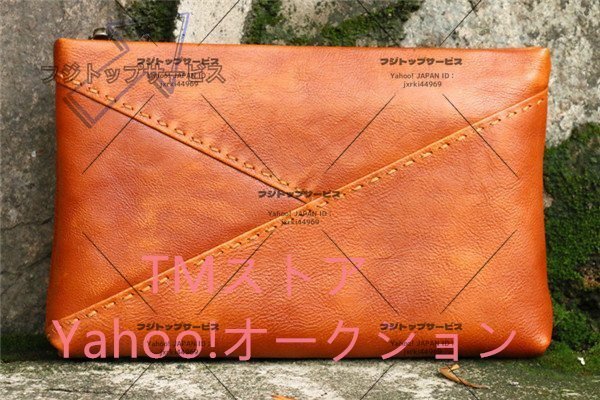 大人気☆メンズバッグ ヌメ革 レザー本革 セカンドバッグ 手縫い ハンドメイド 長財布 ショルダーバッグ拍卖