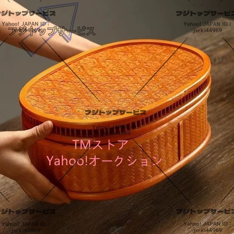 手作り 竹工芸 提籃籠 收納盒 茶道具籠 茶具 竹細工 收納 多機能茶具 工芸品拍卖