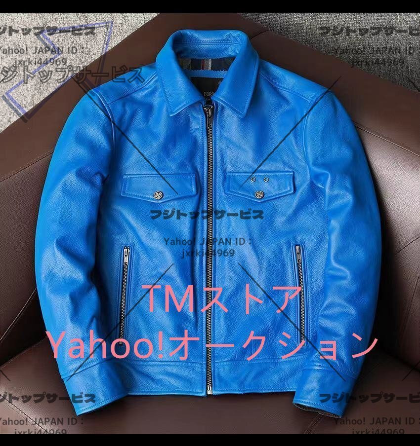 希少色 レザージャケット シングルライダース 牛革 カウハイド 本革 革ジャン バイクレザー メンズファッション アメカジ ろうけつ S~5XL拍卖