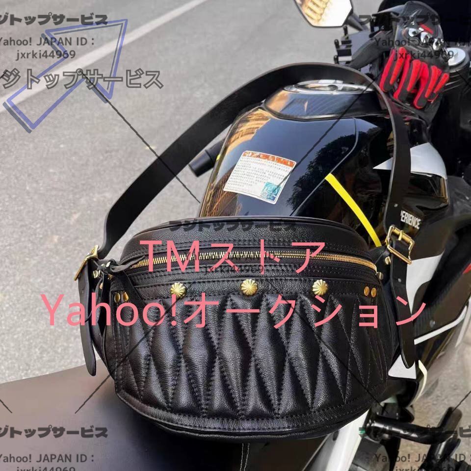 本革 バイカーズ仕様 レトロ チェストバッグ ボディバッグ 黒 ヴィンテージ ハンドメイド メンズ レディース ライダース拍卖