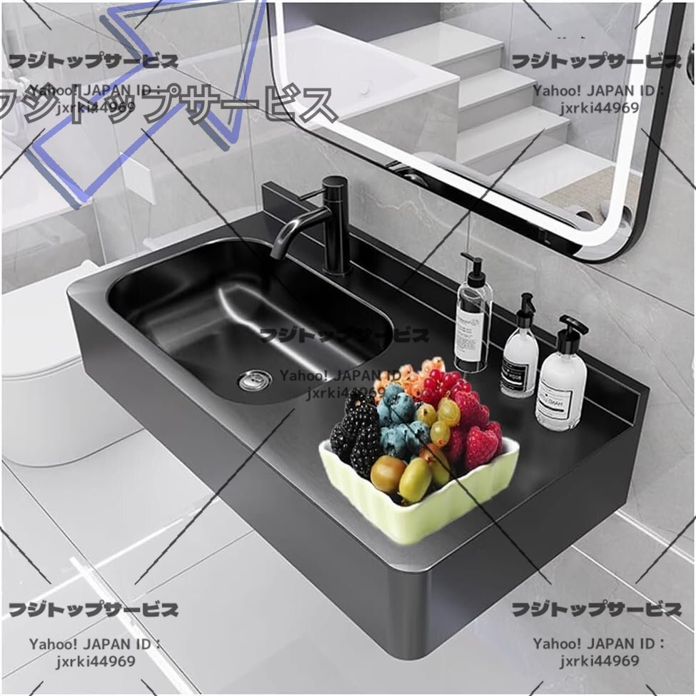壁掛けシンク ステンレス製洗面化粧台(ベッセルシンク) フローティング壁掛けシンク(ボウル)(Black/Kit B)拍卖