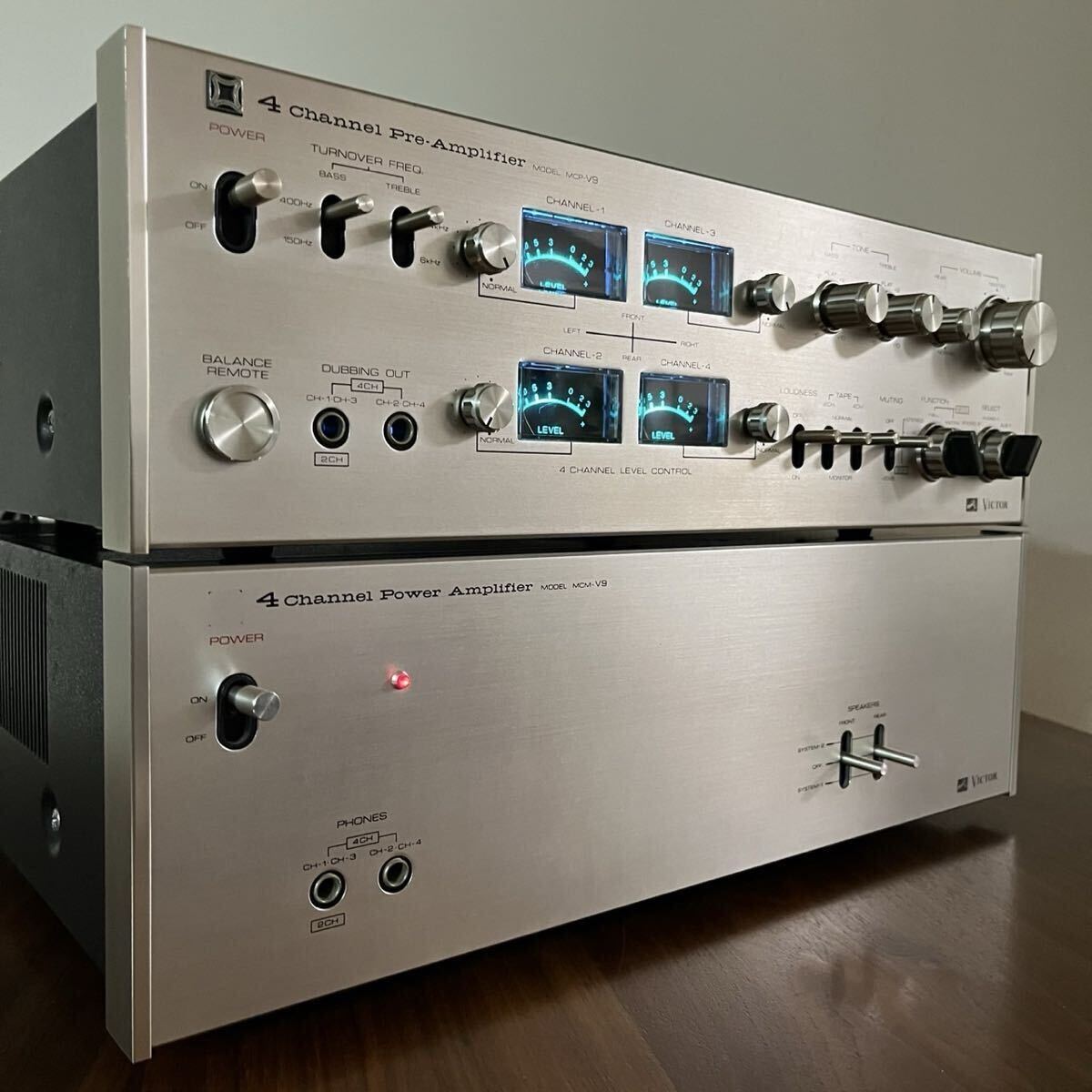 1970年初期 VICTOR MCP-V9 pre-amplifier & MCM-V9 power-amplifier vintage 4ch system 超希少機種 ヴィンテージ メンテナンス済 (実動品)拍卖