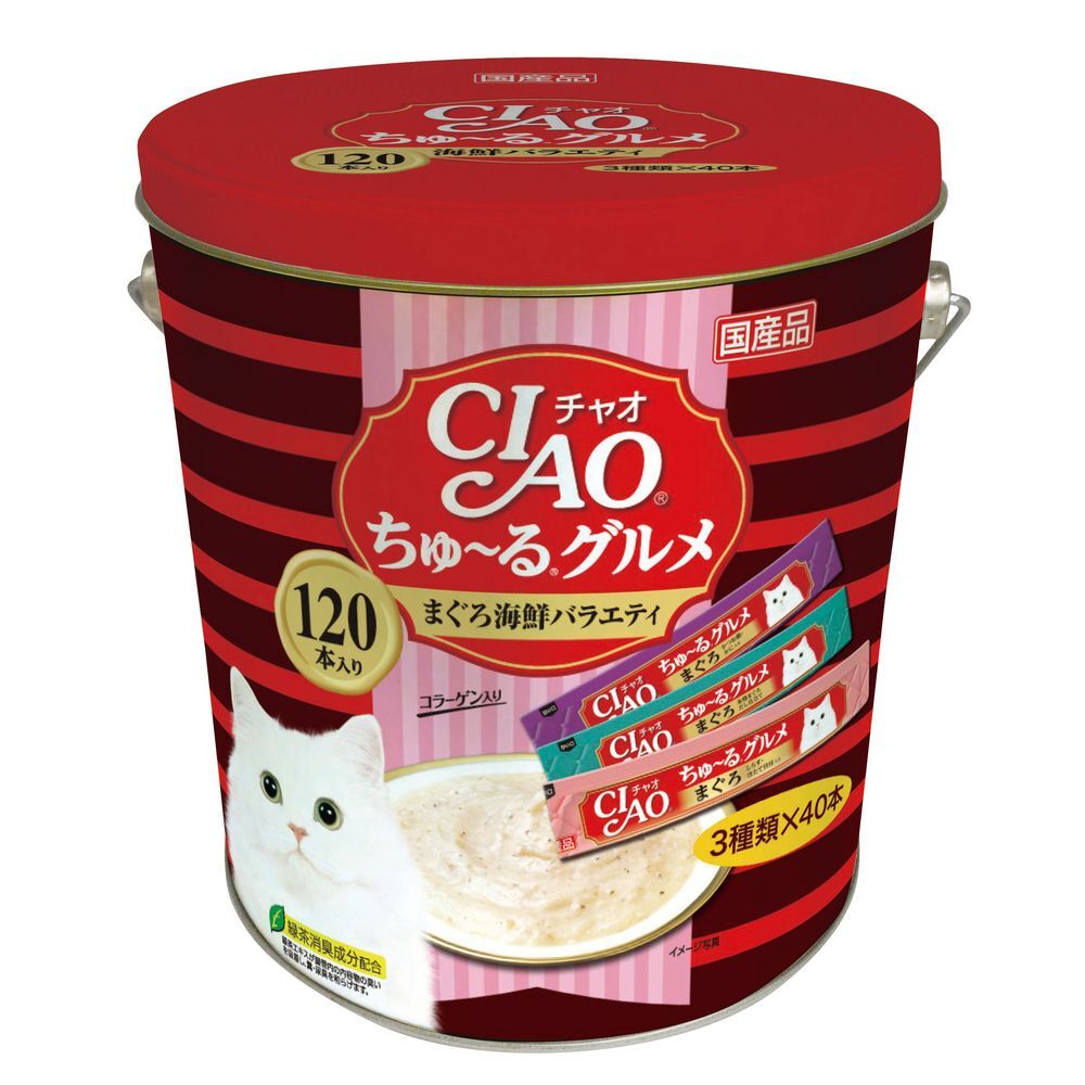 (まとめ買い)いなばペットフード CIAO ちゅ~るグルメ まぐろ海鮮バラエティ 14g×120本 SC-211 〔×3〕拍卖