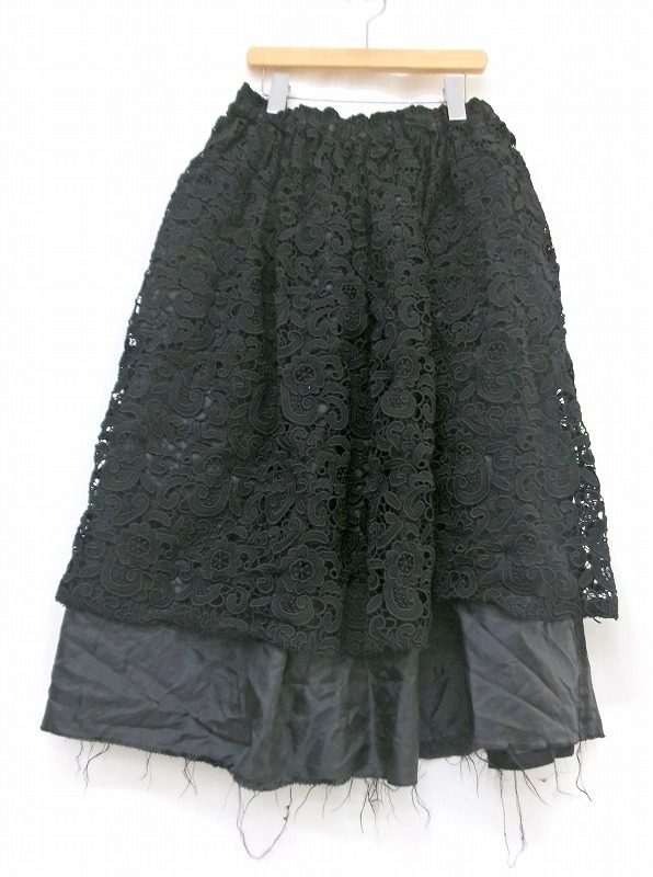 COMME des GARCONS COMME des GARCONS コムデギャルソンコムデギャルソン フラワーレーススカート S RK-S003 AD2022 ブラック ポリエステル拍卖