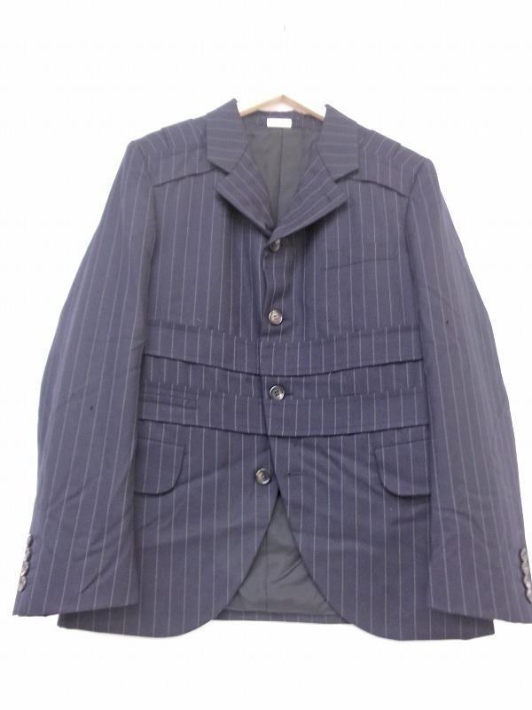 COMME des GARCONS HOMME DEUX コムデギャルソン オム ドゥ 再構築ストライプジャケット S DE-J031 AD2019 Striped jacket ネイビー拍卖