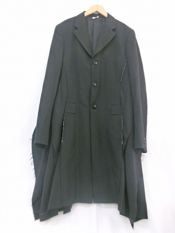 COMME des GARCONS HOMME PLUS コムデギャルソン オム プリュス デザインロングジャケット L PI-J025 AD2021ブラック 毛100% Jacket拍卖