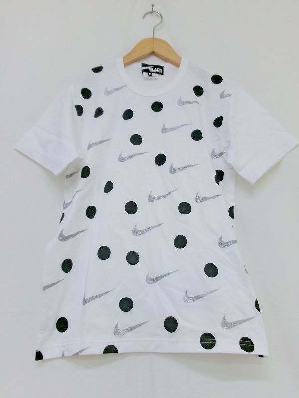 BLACK COMME des GARCONS×NIKE ブラックコムデギャルソン×ナイキ 半袖ドットカットソー M 1O-T102 AD2024 ホワイト 綿100%拍卖