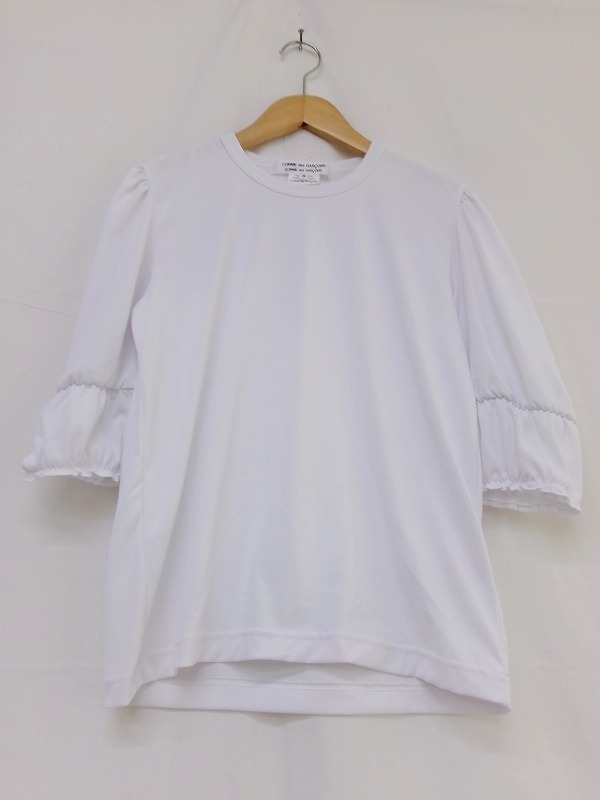 COMME des GARCONS COMME des GARCONS コムデギャルソンコムデギャルソン デザインカットソー S RC-T012 AD2018 ホワイト ポリエステル100%拍卖