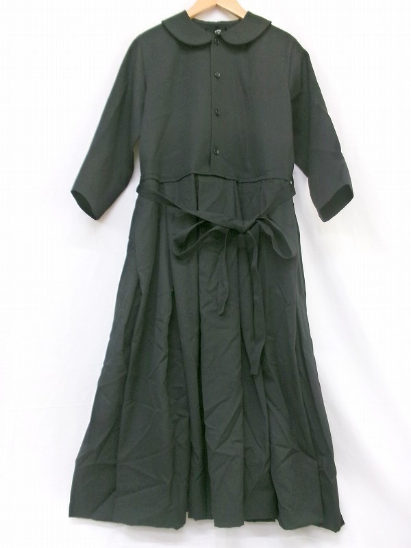 tricot COMME des GARCONS トリココムデギャルソン 丸襟ワンピース M TH-O014 AD2021ブラック 毛100%拍卖
