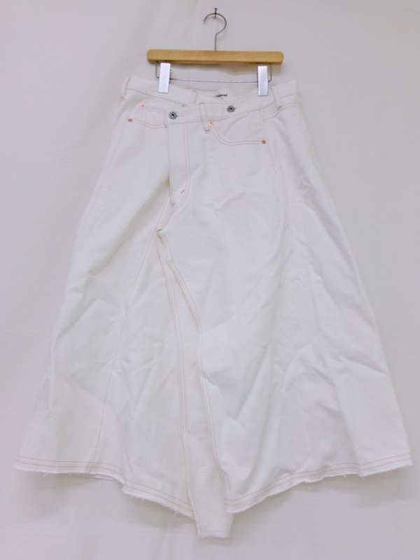 JUNYA WATANABE denim COMME des GARCONS ジュンヤワタナベ デニム コムデギャルソン 再構築デニムスカート M XF-S010 AD2020 ホワイト拍卖