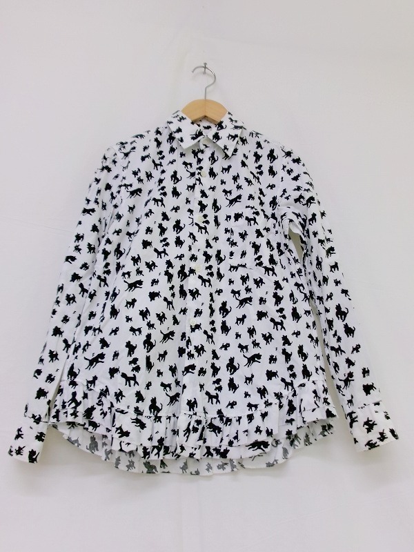 BLACK COMME des GARCONS ブラックコムデギャルソン 長袖総柄シャツ XS 1H-B007 AD2011ホワイト 綿100% All-over print shirt拍卖
