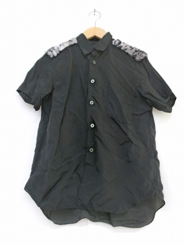 BLACK COMME des GARCONS ブラック コムデギャルソン 半袖シャツ S 1S-B019 AD2016 ブラック キュプラ100%拍卖