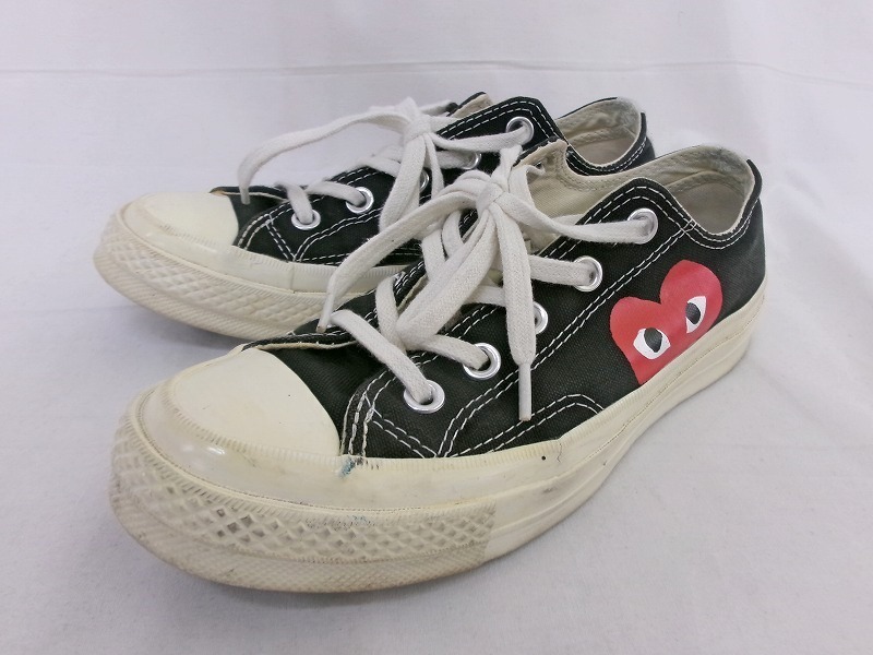 PLAY COMME des GARCONS×CONVERSE プレイ コムデギャルソン×コンバーズ スニーカー 23cm 150206C 靴 ??鞋 Sneakers ブラック拍卖