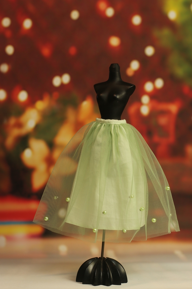 人形服是S112-008薄緑ローヤルブルーチュールビーズスカートmomoko、ジェニー、OBITSUボディ、MISAKI、ピュアニーモ拍卖