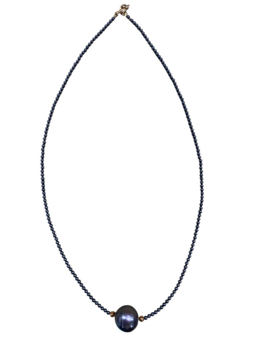 黒真珠 K18 750 ヘマタイト ミラーボール ネックレス pearl ブラックパール アクセサリー 金具18K ブラック 拍卖