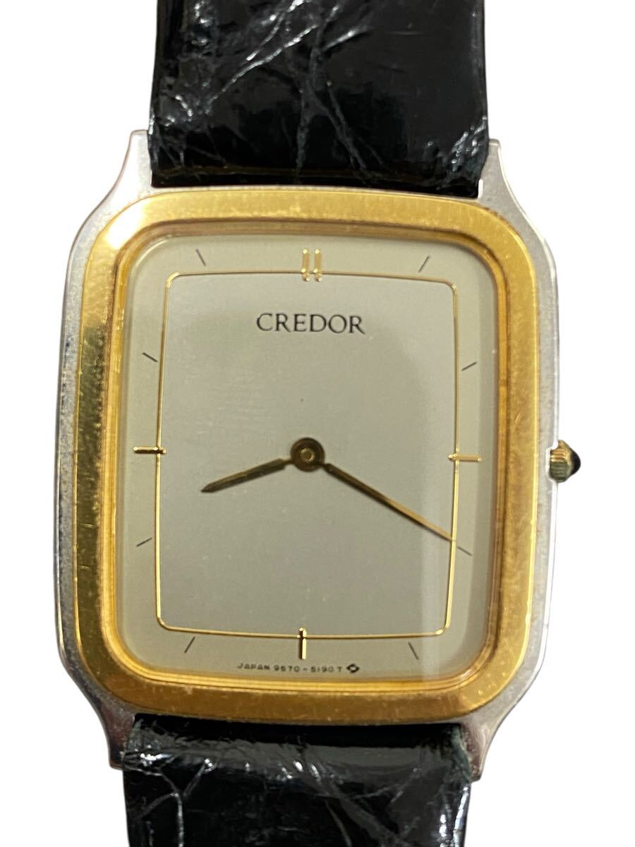 SEIKO CREDOR 18KT BEZEL 9570-5180 セイコー クレドール クォーツ スクエア 腕時計【動作未確認】拍卖