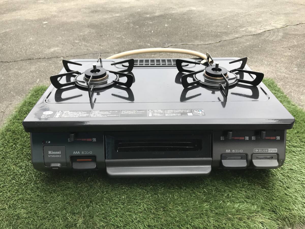 中古美品 動作OK! Rinnai リンナイ NTM64BK2L 都市ガス用 ガステーブル 2口コンロ 2018年 おしらせグリル ホース付き拍卖