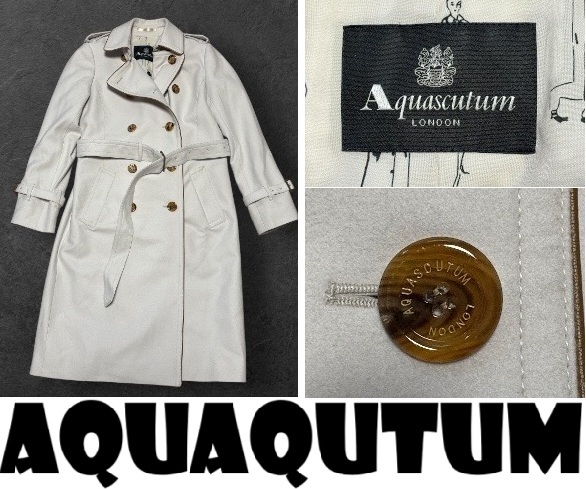 未使用アクアスキュータムAquaSqutum★トレンチコート★アイボリー★L拍卖