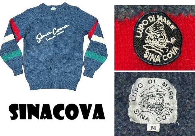 新品同然シナコバSINACOVA★ハンド刺繍&ワッペン付き★セーター★ブルーグレー★M拍卖