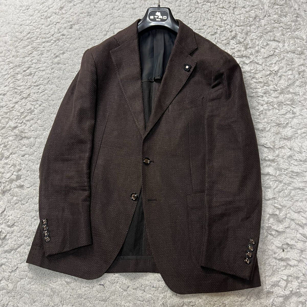 【極美品】TAGLIATORE×Brilla per il guesto タリアトーレ ブリッラ テーラードジャケット アンコン ホップサック織 リネン×コットン L拍卖