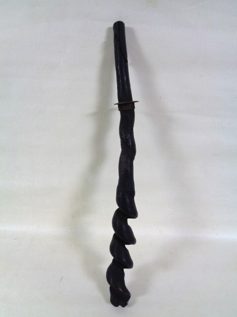 古いねじねじ棒 螺旋棒 煤味 煤色 黒色 時代味 木製 古道具 古民具 オブジェ インテリア 拍卖