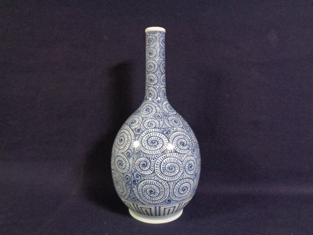 染付 徳利 総蛸唐草 鶴首 一輪差し 花器 オブジェ インテリア拍卖