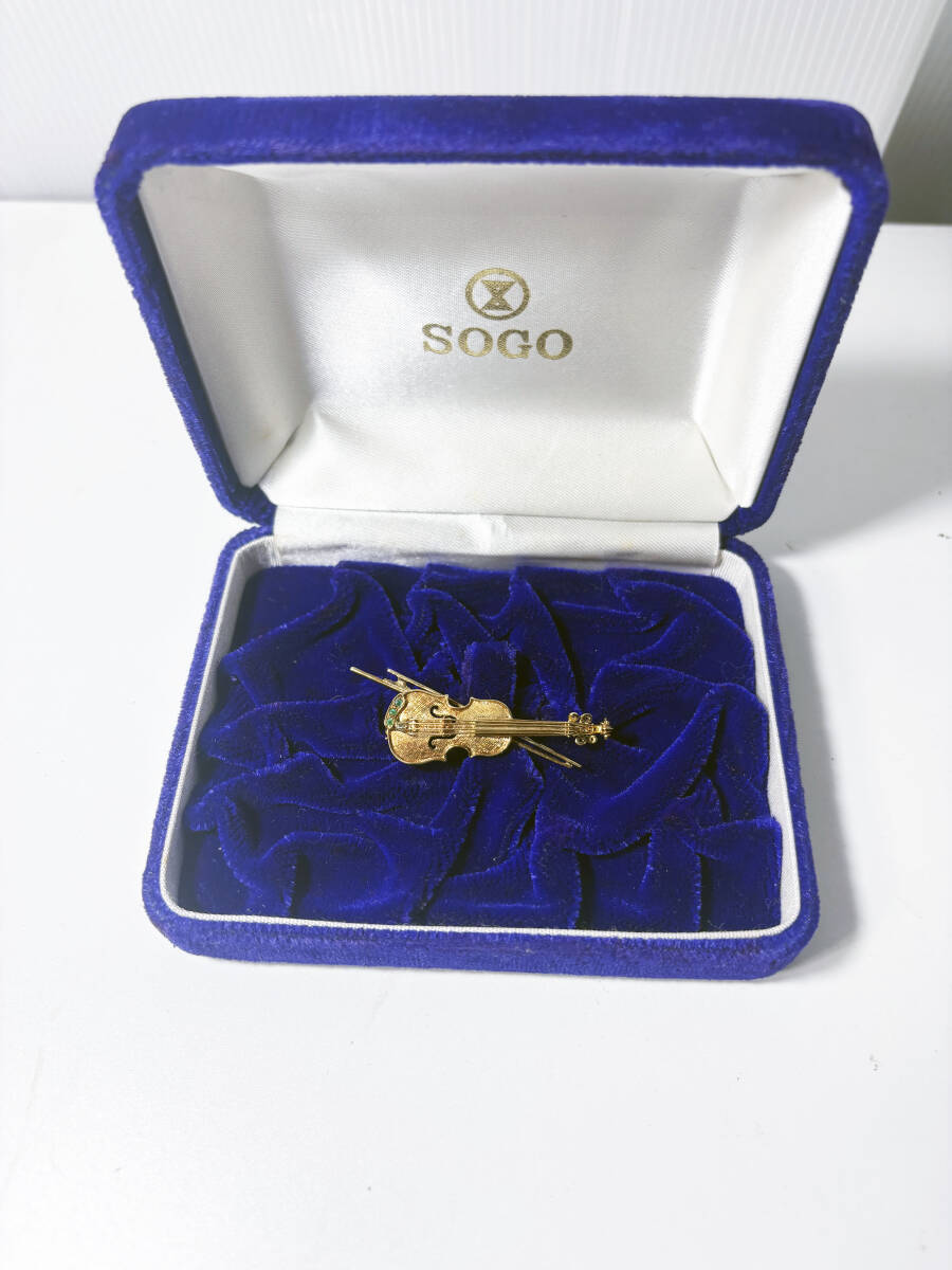 K18 ペンダント ブローチ エメラルド ブローチ兼ペントップ バイオリン 6.9g 18金【SOGO ヴァイオリンモチーフ】FP5X拍卖