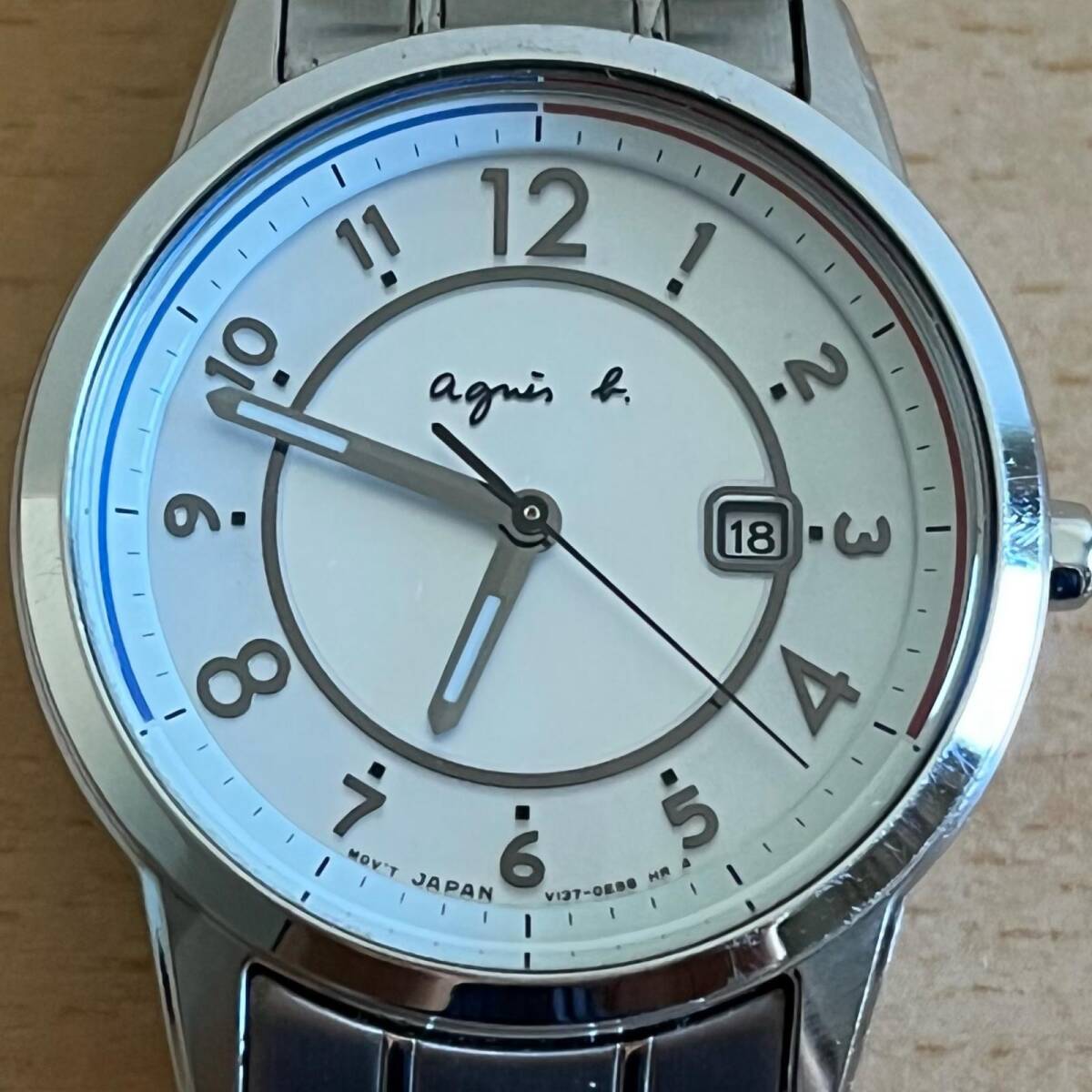 119-0465 agnes b. アニエスベー レディース腕時計 ソーラー 金属ベルト V137-0BZ0 動作確認済み拍卖