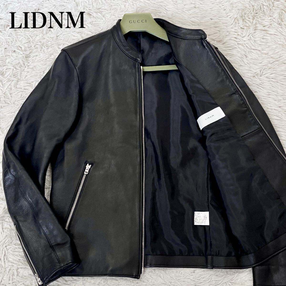 美品!【極上のラムレザー】リドム LIDNM メンズ シングルライダース レザージャケット 本革 羊革 リアル 黒 希少Lサイズ 日本製拍卖