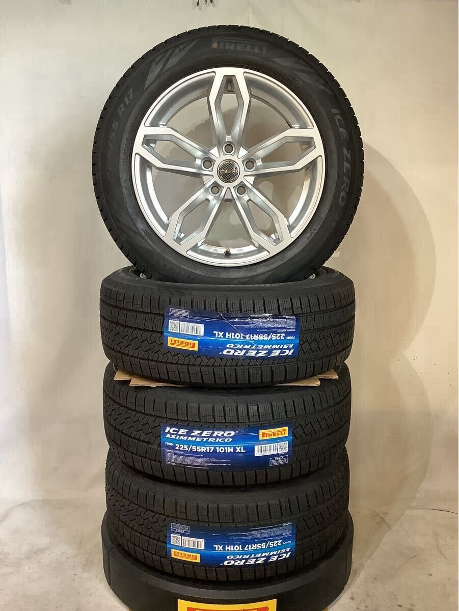 ★新品タイヤセット★ AGAアルミホイールスタッドレスセット 新品PIRELLI 225/55R17 101H 4本 MIMIクロスオーバー拍卖