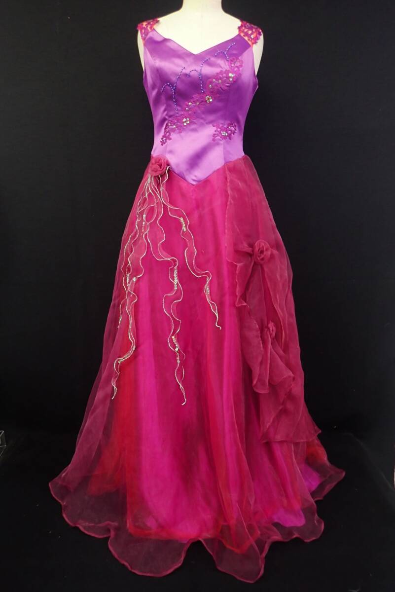 ■衣類33 ロングドレス カラードレス 舞台衣装 サイズМ■消費税0円拍卖