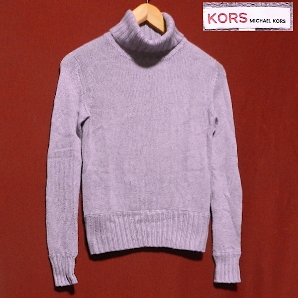 マイケルコース スリムフィット ストレッチ タートルネック ハイネック シルク カシミヤ ニット セーター カットソー 薄紫 4 / S 〜 M 美品拍卖