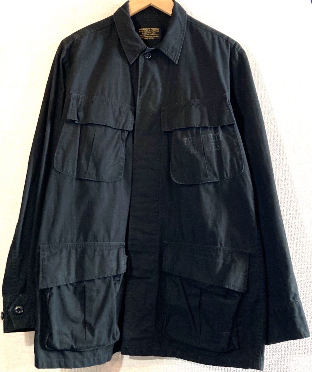 WACKO MARIA◯ファティーグジャケット◯ミリタリー◯マリア◯バックプリント◯リップストップ生地◯日本製◯ワコマリア◯定価4万円◯黒拍卖